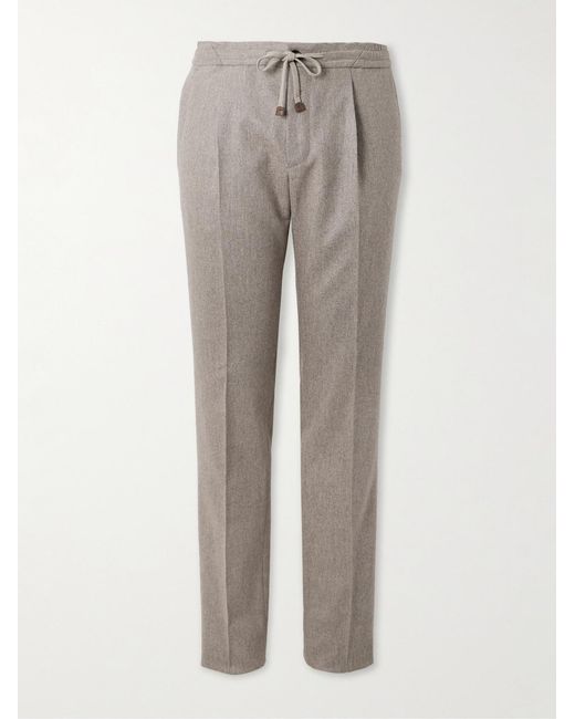 Slowear Gray Incotex Tapered Pleated Wool And Cashmere-blend Trousers for men