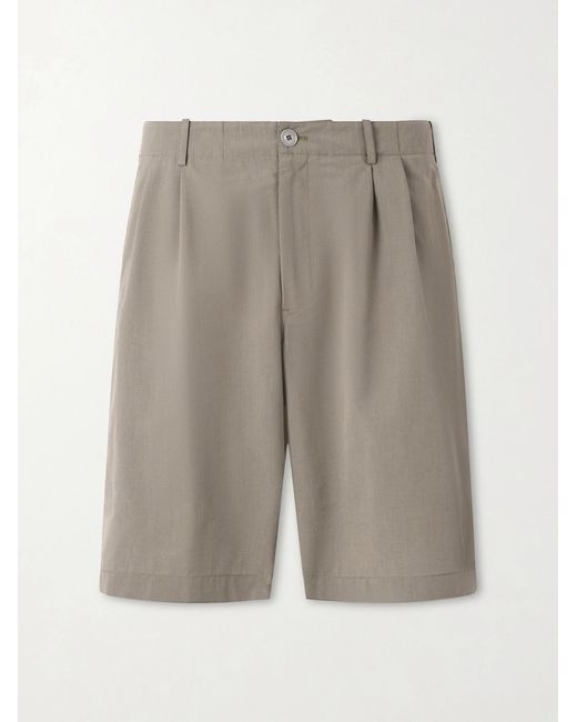 Our Legacy Gray Ponte Wide-leg Pleated Virgin Wool And Cotton-blend Shorts for men