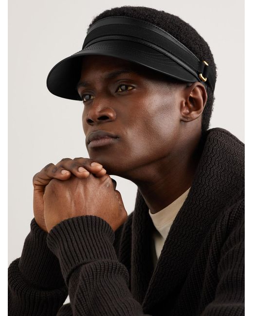 Tom Ford Black Leather Visor for men