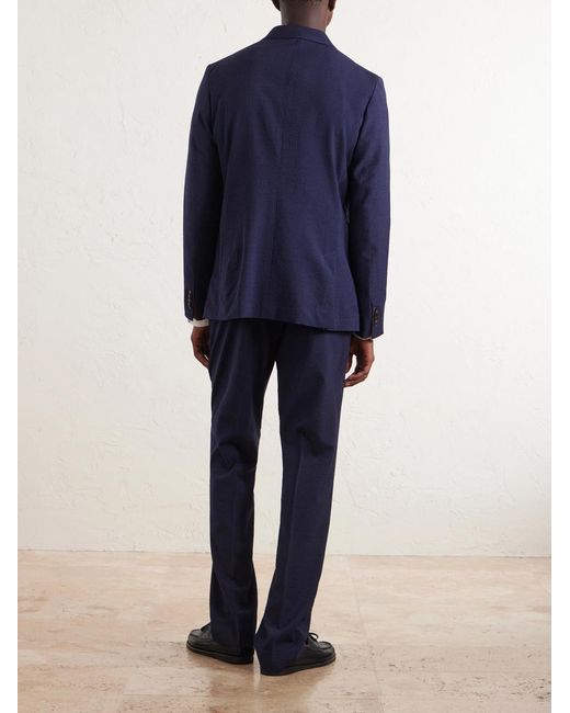Paul Smith Blue Wool-Blend Seersucker Suit Jacket for men