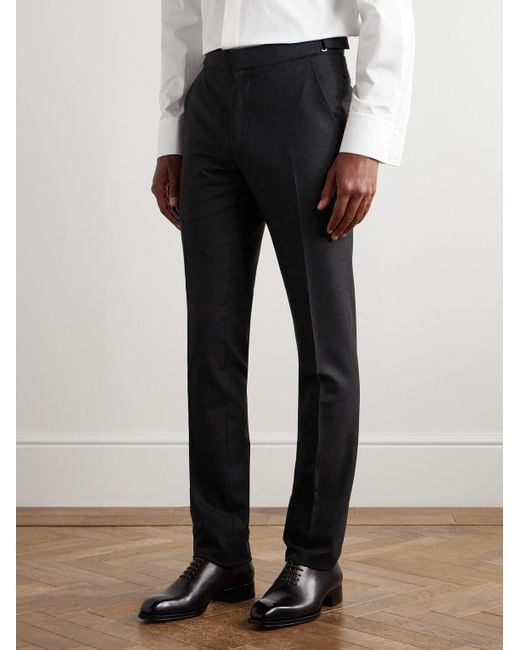 Tom Ford Blue Dyllan Slim-fit Straight-leg Stretch-wool Flannel Trousers for men