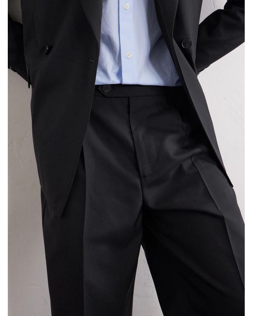 mfpen Blue Formal Straight-leg Pleated Wool Suit Trousers for men