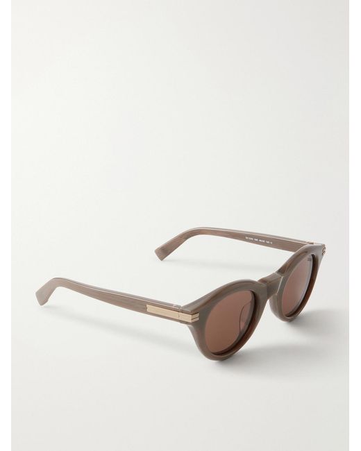 Zegna Natural Round-frame Acetate Sunglasses for men
