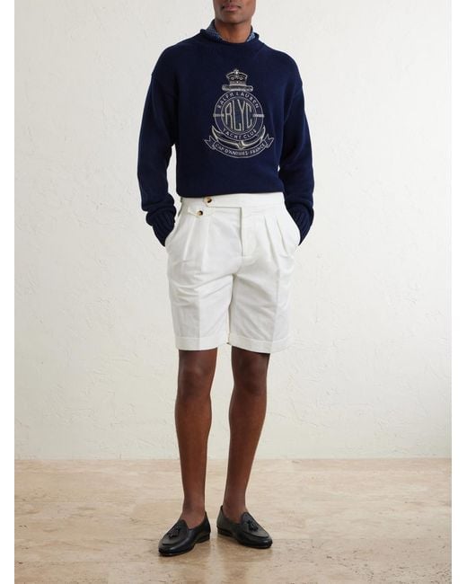 Ralph Lauren Blue Logo-Appliquéd Cotton-Blend Sweater for men