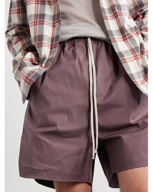 Rick Owens Purple Boxer Straight-leg Stretch-cotton Canvas Drawstring Shorts for men