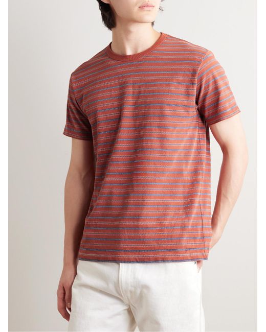 RRL Pink Striped Cotton T-shirt for men