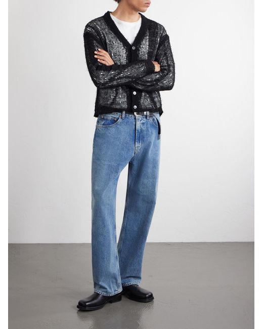 Our Legacy Black Academy Open-Knit Linen-Blend Cardigan for men