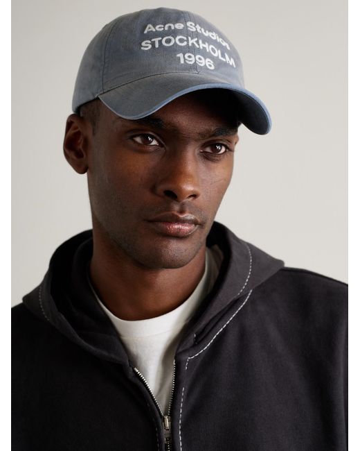 Acne Blue Logo-Embroidered Cotton-Twill Baseball Cap for men