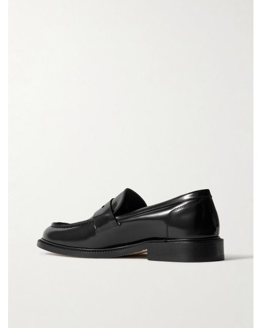 VINNY'S Black Townee Glossed-Leather Penny Loafers for men