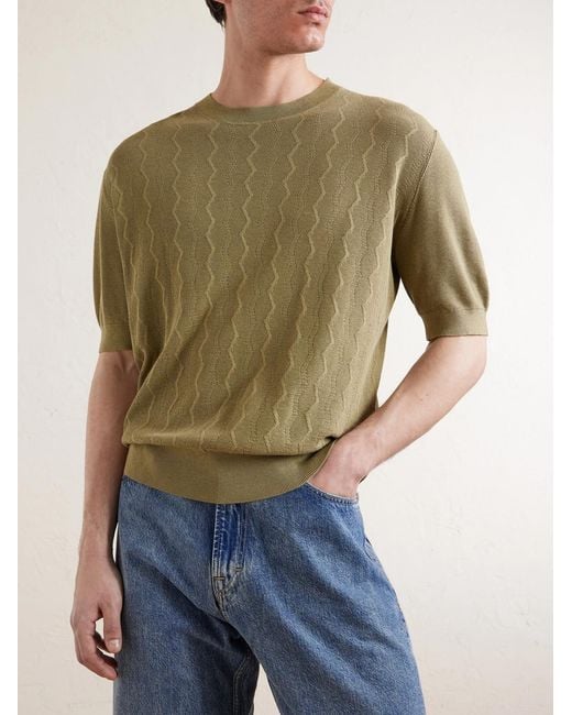Piacenza 1733 Green Knitted Silk And Cotton-blend T-shirt for men