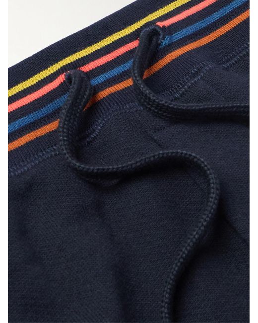 Paul Smith Blue Tapered Striped Cotton-jersey Sweatpants for men