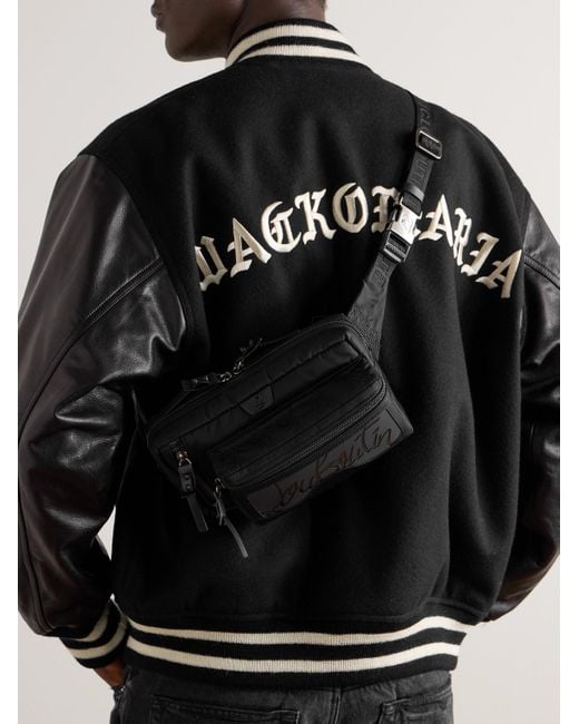 Christian Louboutin Black Loubideal Studded Rubber-Trimmed Shell And Mesh Belt Bag for men
