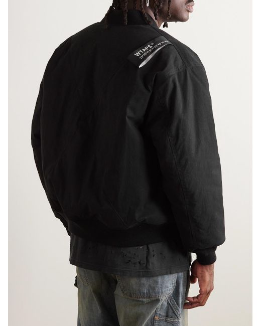 (w)taps Black 08 Logo-appliquéd Padded Cotton-blend Shell Bomber Jacket for men