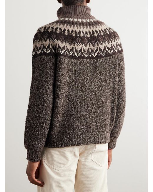 Loro Piana Fair Isle Cashmere And Silk-Blend Half-Zip Sweater in