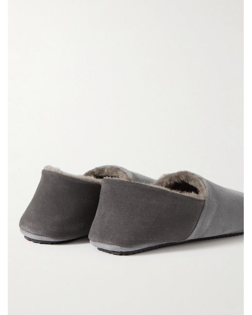 Mr P. Gray Babouche Shearling-Lined Suede Slippers for men