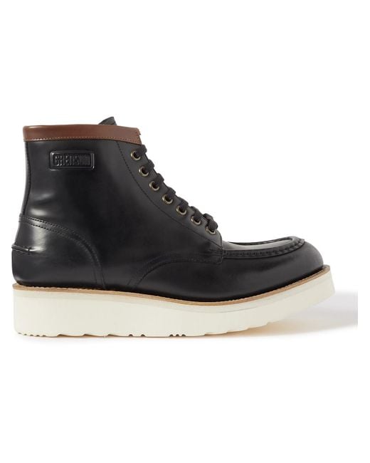 GRENSON Black Asa Leather Derby Boots for men