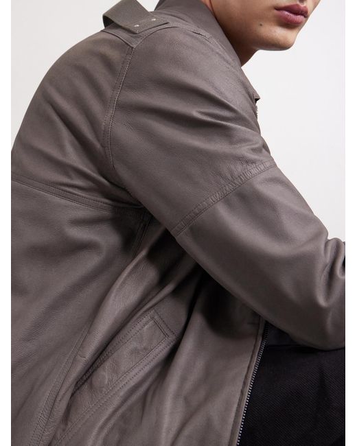 Rick Owens Brown Brad Leather Jacket for men