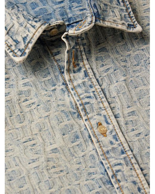 Acne Setar Oversized-Hemd aus Denim mit Jacquard-Logomuster in Gray für Herren