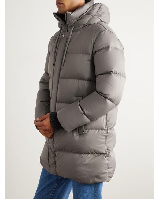 Herno Gray Quilted Twill Hooded Down Jacket for men