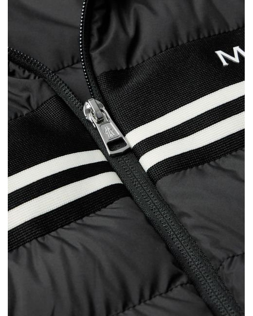 Moncler Black Striped Quilted Shell Down Bomber Jacket for men