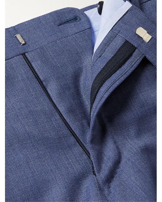 Sid Mashburn Blue Slim-Fit Wool-Hopsack Trousers for men
