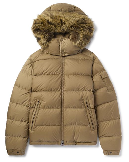 Moncler Green Mayaf Faux Fur-Trimmed Quilted Shell Down Jacket for men