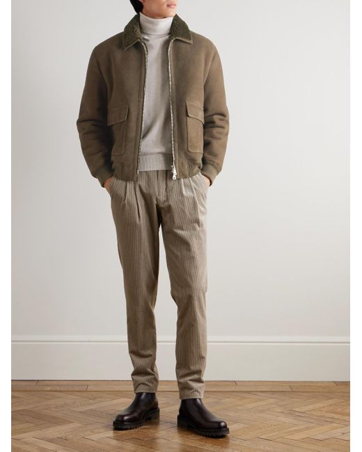Mr P. Brown Shearling Bomber Jacket for men