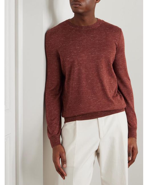 Zegna Red Mulberry Silk, Cashmere And Linen-Blend Sweater for men