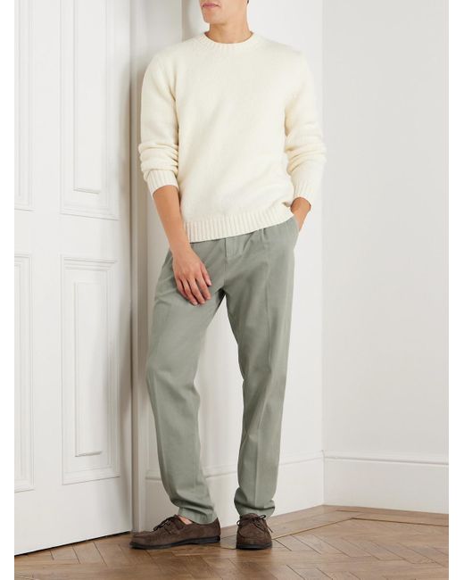 Eleventy Schmal zulaufende Hose aus Twill aus einer Stretch-Baumwoll-Lyocell-Mischung mit Falten in Gray für Herren