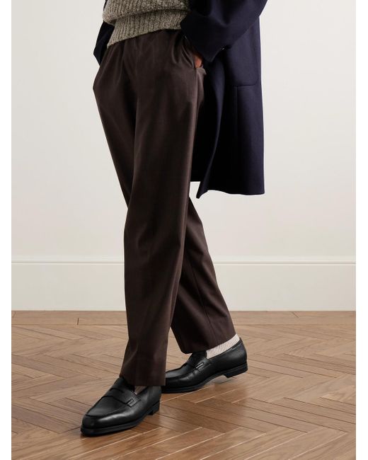 John Lobb Black Lopez Full-Grain Leather Penny Loafers for men