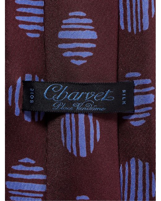 Cravatta in twill di seta stampata di Charvet in Purple da Uomo