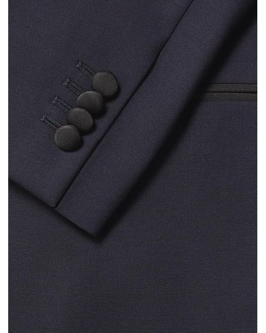 Mr P. Blue Shawl-Collar Satin-Trimmed Virgin Wool And Mohair-Blend Tuxedo Jacket for men