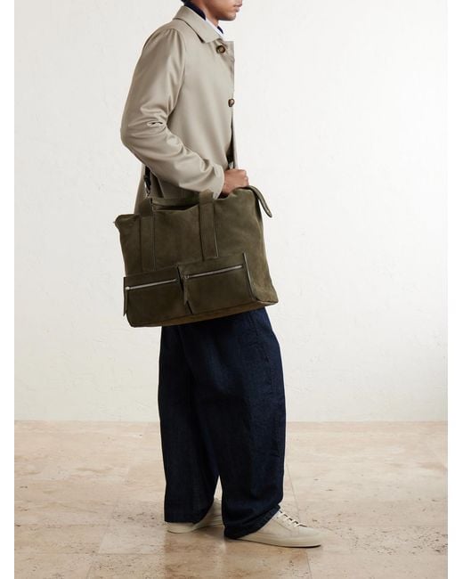 Metier Green Racer Suede Tote Bag for men