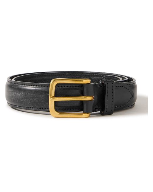 Drake's Black 3cm Leather Belt for men