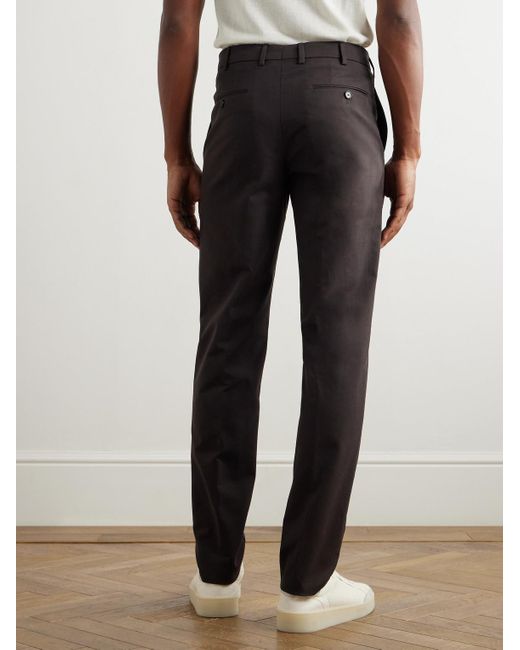 Loro Piana Brown Carlo Hyannis Tapered Cotton-Blend Trousers for men