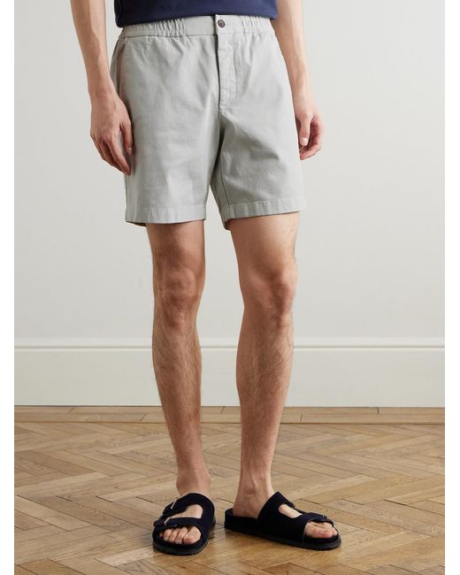 Mr P. Gray Straight-Leg Garment-Dyed Organic Cotton-Blend Twill Shorts for men