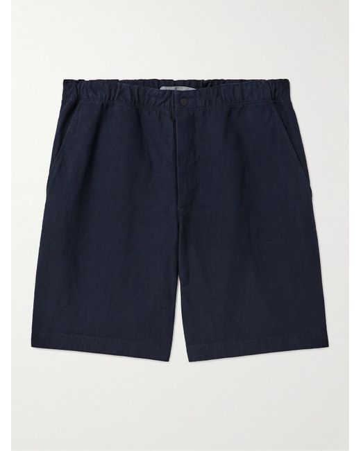 Norse Projects Blue Ezra Straight-leg Cotton And Linen-blend Shorts for men