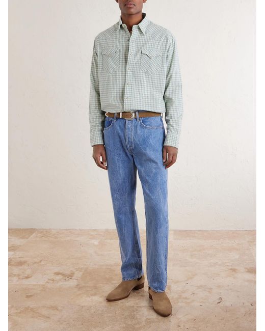 Polo Ralph Lauren Blue Gingham Cotton-Flannel Shirt for men