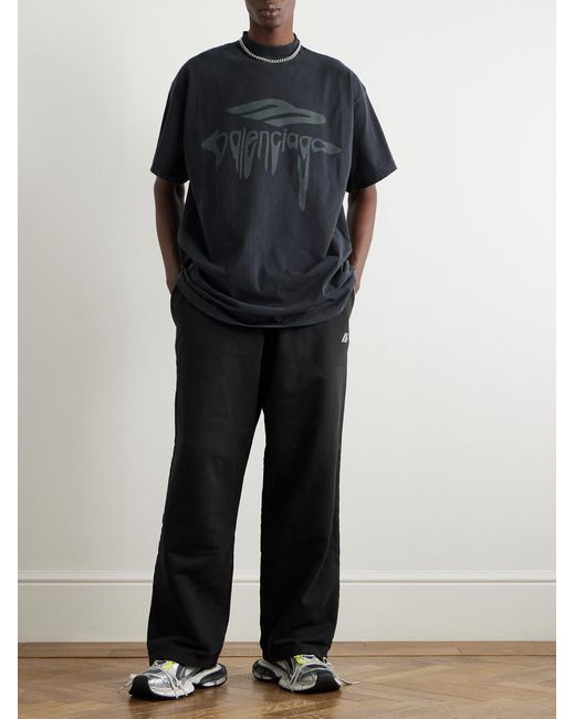 Balenciaga Blue Logo-Print Cotton-Jersey T-Shirt for men