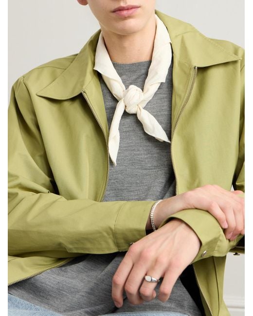 Miles Leon Natural Brazee Striped Tumbled Cotton And Linen-blend Bandana for men