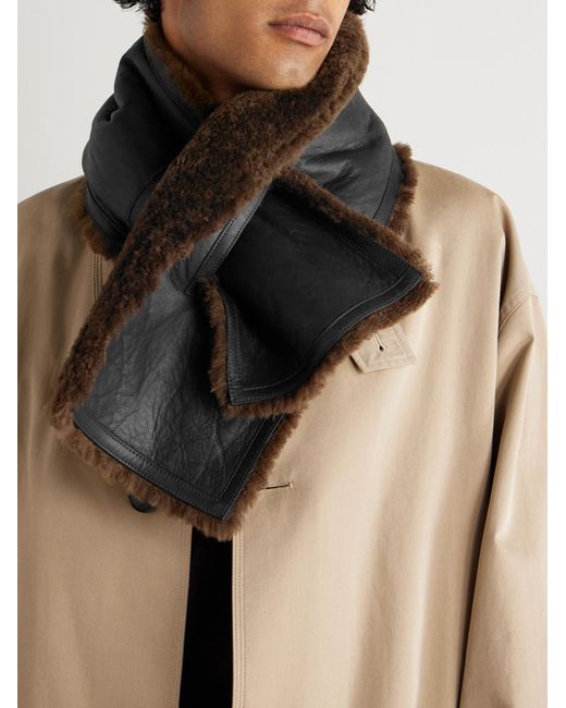 Mr P. Black Shearling Scarf for men
