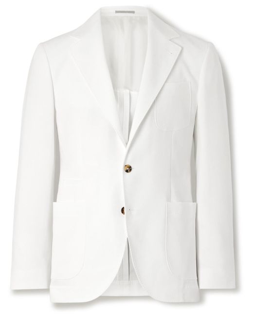 Brunello Cucinelli White Slim-fit Cotton-twill Suit Jacket for men