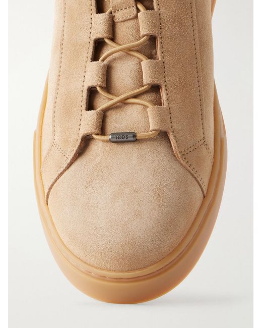 Tod's Natural Cassetta 04L Shearling-Lined Suede Sneakers for men