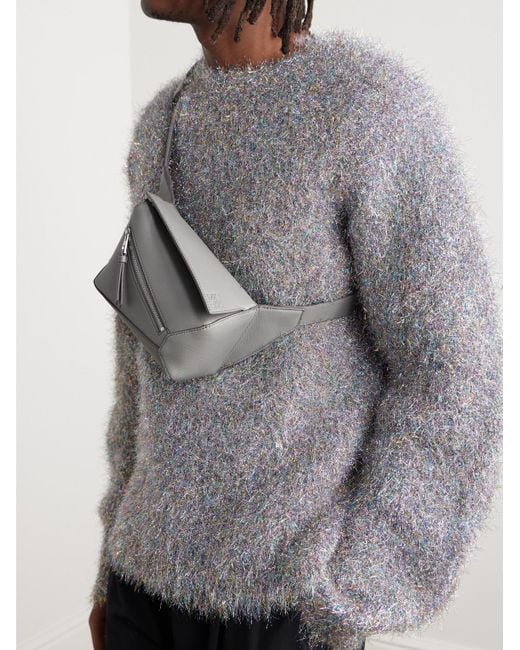 Loewe Gray Puzzle Edge Mini Leather Belt Bag for men