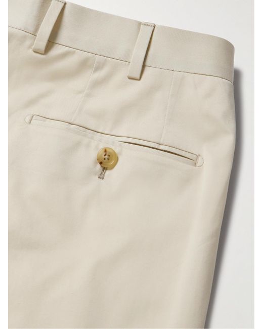 Pantaloni a gamba affusolata in twill di misto cotone di De Petrillo in Natural da Uomo