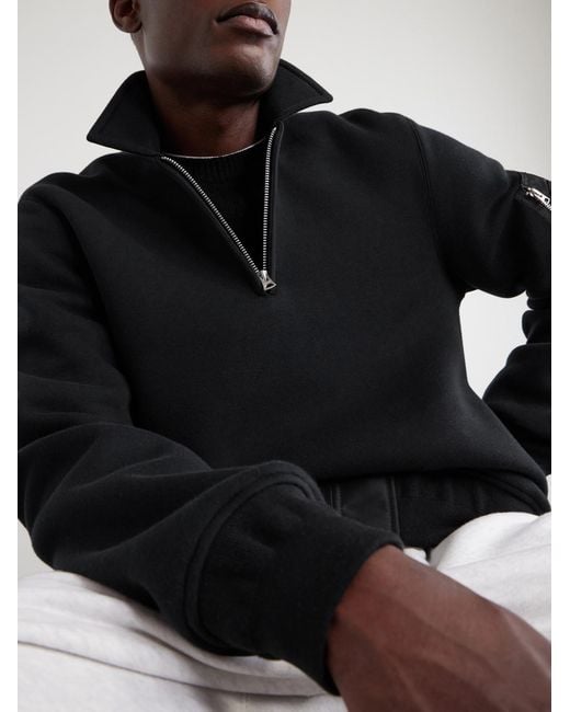 Sacai Blue Cotton-blend Half-zip Sweater for men