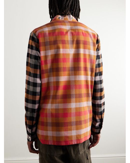 Rick Owens Checked Cotton-flannel Shirt in Orange for Men | Lyst UK