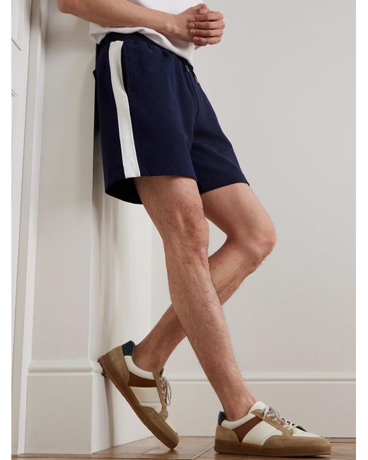 Mr P. Blue Striped Cotton-Jersey Drawstring Shorts for men