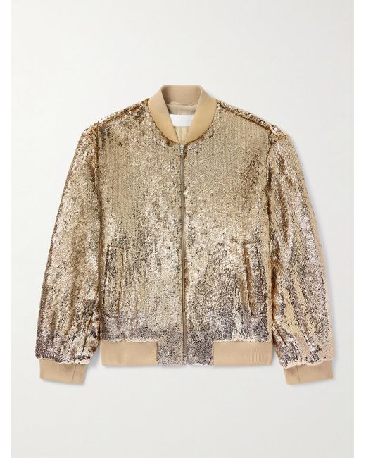 Dries Van Noten Natural Sequinned Crepe Bomber Jacket for men