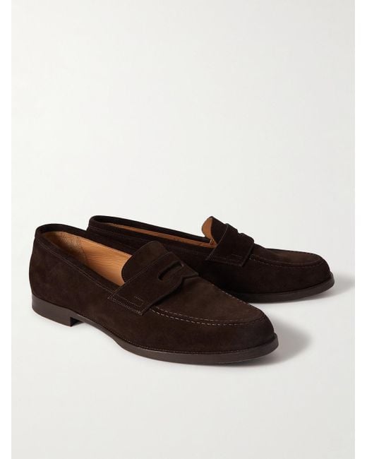 Dunhill Brown Audley Suede Penny Loafers for men